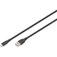 Digitus Lightning silicone connection cable, USB-A - Lightning 0.5m, black
