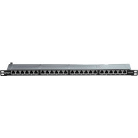 Lindy Cat.6A 0.5U 24 Port RJ-45 Patch Panel, Shielded, Black