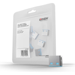 Lindy USB Type A Port Blockers (Without Key) - Pack of 10, Blue
