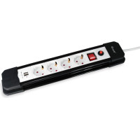 Pagarinātājs 4-vietas, 2xUSB, 1.5m, Equip