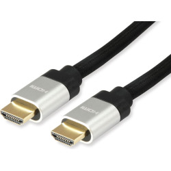 Equip 119382 HDMI kabelis 3 m HDMI Type A (Standard) Melns, Sudrabs