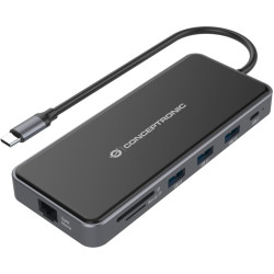 Conceptronic Dock USB-C->2xHDMI,GbE,2xUSB3.0,SD,PD  0.25m gr