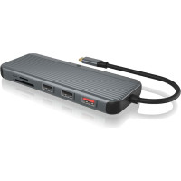 Icy Box IB-DK4060-CPD Vadu USB 3.2 Gen 1 (3.1 Gen 1) Type-C Melns, Pelēks