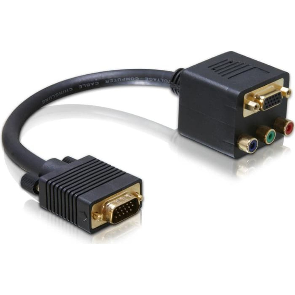 Adapteris VGA male > VGA + 3x Cinch female, Delock