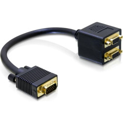 Delock Adapter VGA male to 2x VGA female, black