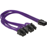 Delock Power Cable PCI Express 6 pin female > 2 x 8 pin male textile shielding purple