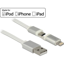 Delock USB data and power cable for Apple and Micro USB devices 1 m white