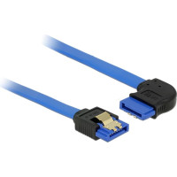 Delock Cable SATA 6 Gb/s receptacle straight > SATA receptacle right angled 30 cm blue with gold clips