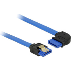 Delock Cable SATA 6 Gb/s receptacle straight > SATA receptacle right angled 30 cm blue with gold clips