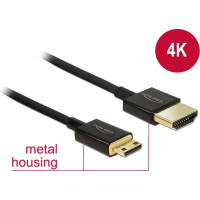 Delock Cable High Speed HDMI with Ethernet - HDMI-A male > HDMI Mini-C male 3D 4K 0.25 m Slim High Quality