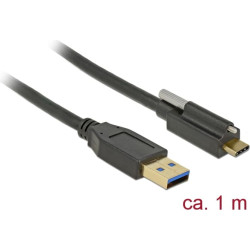 Delock SuperSpeed USB 10 Gbps (USB 3.2 Gen 2) Cable Type-A male to USB Type-C™ male with screw on top 1 m