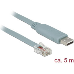 Delock Adapter USB 2.0 Type-A male > 1 x Serial RS-232 RJ45 male 5.0 m grey