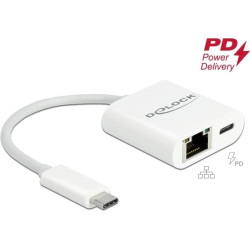 Delock USB Type-C™ Adapter to Gigabit LAN 10/100/1000 Mbps with Power Delivery port white