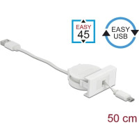 Delock Easy 45 Module USB 2.0 Retractable Cable USB Type-A to EASY-USB Type Micro-B white