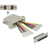 Delock D-Sub HD 44 pin crimp female to 2 x RJ45 female with assembly kit beige