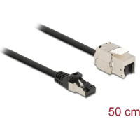 Delock Cable RJ45 plug to Keystone Module RJ45 jack Cat.6A 50 cm black