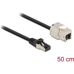 Delock Cable RJ45 plug to Keystone Module RJ45 jack Cat.6A 50 cm black