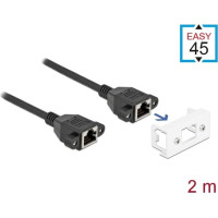 Delock Network Extension Cable for Easy 45 Module S/FTP RJ45 jack to RJ45 jack Cat.6A 2 m black