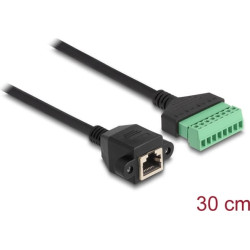 Delock RJ45 Cable Cat.6 female to Terminal Block Adapter for built-in 30 cm 2-part