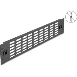 Delock 19″ Network Cabinet Panel with ventilation slots tool free 2U black