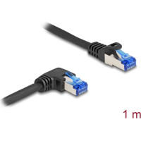 Delock RJ45 Network Cable Cat.6A S/FTP straight / right angled 1 m black