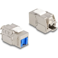 Delock Keystone Module RJ45 jack to LSA Cat.6A toolfree with blue dust cover