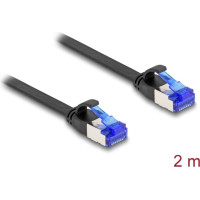 Delock RJ45 Flat Patch Cable plug to plug Cat.6A flexible 2 m black