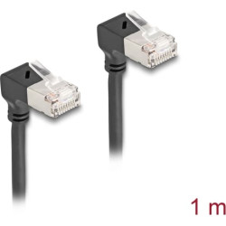 Delock RJ45 Network Cable Cat.6A S/FTP Slim 90° upwards / upwards angled 1 m black