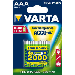 Varta Akku RECHARGE Power    AAA HR03  550mAh           4St.