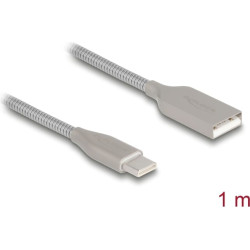 Delock USB 2.0 cable with metal sheath USB Type-A male to USB Type-C™ male PD 3.0 60 W 1 m silver