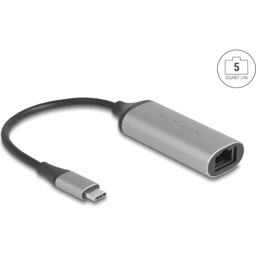 Delock USB Type-C™ Network Adapter 5 Gigabit LAN 1 x RJ45