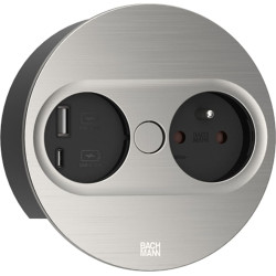 Bachmann TWIST 2 1xUTE 1xUSB A/C 22W 2.0m AEH stainless steel look round