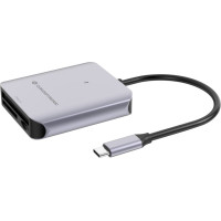 Conceptronic BIAN09G karšu lasītājs USB 3.2 Gen 2 Type-C Pelēks
