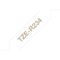 Brother TZE-R234 marķēšanas lenta Zelta krāsa uz balta fona