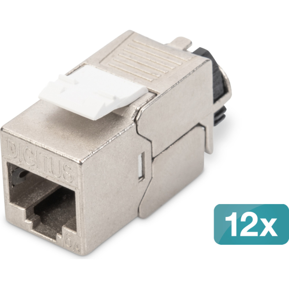 Digitus CAT 6A Keystone module, shielded with intelligent cable manager - 12 pcs.