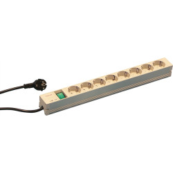 Schroff Socket Strip, SCHUKO, 8 Sockets, 19", With Switch