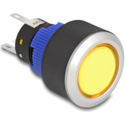 Delock Push Button protruding for Installation 22 mm 5 x solder connection actuator flat plastic LED yellow