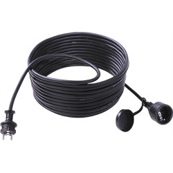 Bachmann Extension 3G1,5mm² bw, 1m, H07RN-F rubber/neoprene earthing contact, black, 10 m