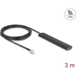 Delock WiFi 5.8 GHz Antenna RP-SMA plug 3 dBi omnidirectional with connection cable RG-174 3 m black self-adhesive