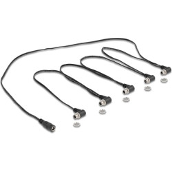 Delock DC Cable Splitter 1 x female straight to 5 x female 5.5 x 2.1 mm 90° angled for built-in black