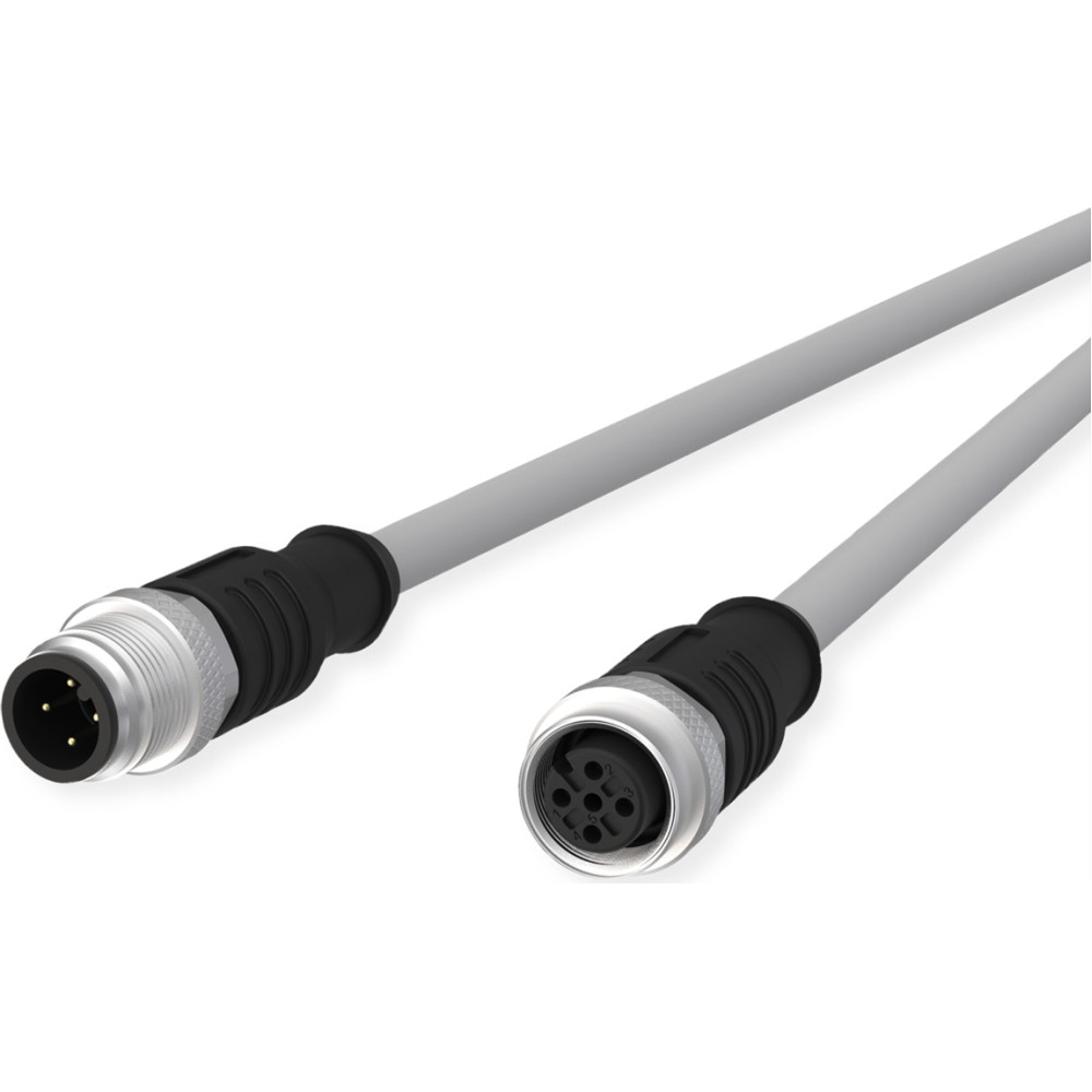 Metz Connect M12 Sensor-/Aktorleitung, A-kodiert, M12 Stecker gerade - M12 Buchse gerade, grau, 5 m