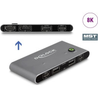 Delock USB-C™ KVM Switch to HDMI and DisplayPort 8K MST with USB 2.0