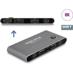 Delock USB-C™ KVM Switch to HDMI and DisplayPort 8K MST with USB 2.0