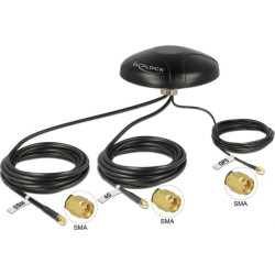 Delock Multiband LTE UMTS GSM GPS Antenna 3 x SMA male omnidirectional roof mount black outdoor