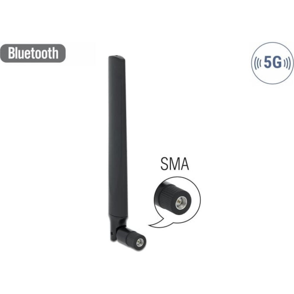 Delock 5G LTE Antenna SMA plug -3.3 - 1.3 dBi omnidirectional with tilt joint black