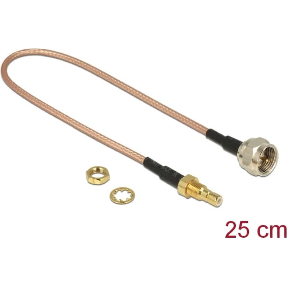 Delock Antenna cable F plug > SMB jack Bulkhead RG-316 25 cm
