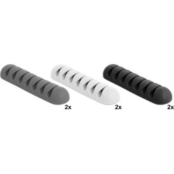 Delock Cable Holder with 7 feed-throughs Set 6 pieces