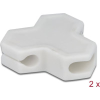 Delock Cable holder self-adhesive with 3 feed-throughs (1 x flat cable and 2 x round cable) 2 pieces white