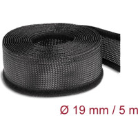 Delock Braided Sleeving with Hook-and-Loop Fastener 5 m x 19 mm black