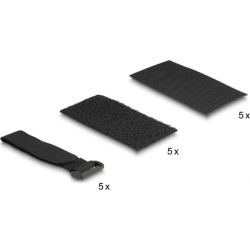 Delock Hook-and-loop pad self-adhesive with hook-and-loop cable tie set 10 pieces black